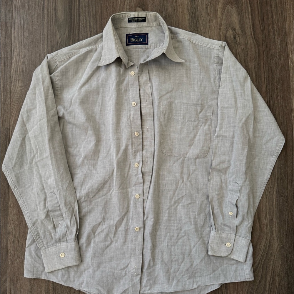 Macy's Light Gray Casual Button Down Shirt